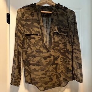 Zara Basic Camouflage Sheer Top